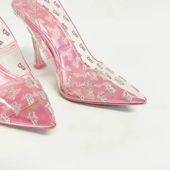 NWOT ALDO x Barbie Stessy Heels - Barbietessy Clear Embellished Stiletto Glitter - Picture 8 of 14